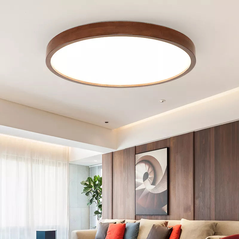 Plafonnier en noyer chinois lampe de plafond ronde en bois Ultra-mince lustre nordique chambre lampe d'étude balcon couloir éclairage