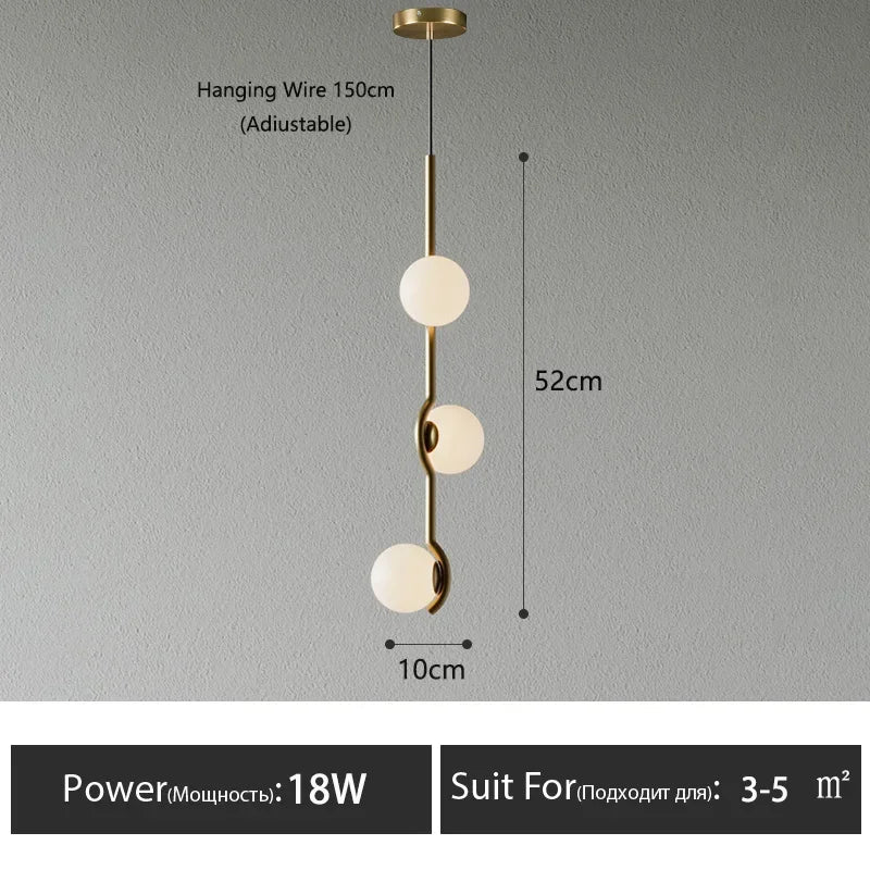 lustre led en boule de verre style nordique pour intérieur