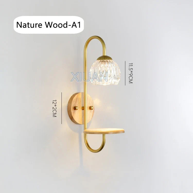 appliques murales led modernes avec étagère en verre transparent