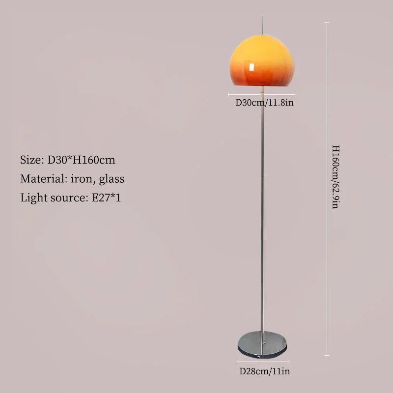 Lampe de Table rétro Vintage en verre champignon Orange
