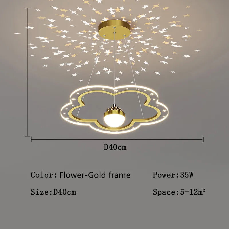 lustre étoile créatif lumineux pour chambre d'enfants