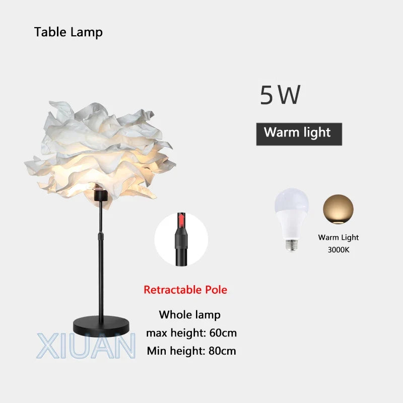 lampadaire créatif en papier avec poteau rétractable pour hôtel