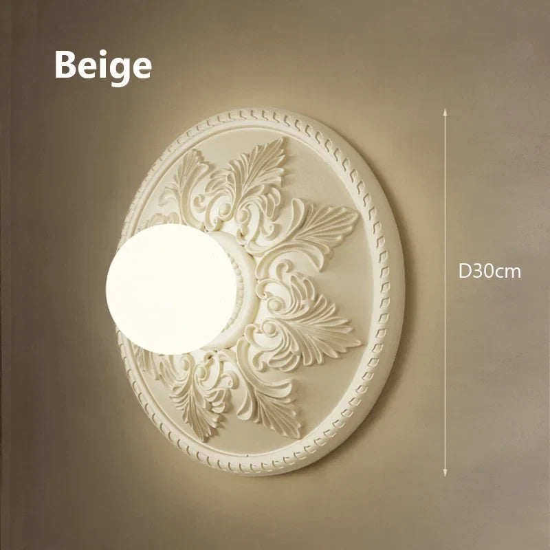 applique murale française ronde rétro haut de gamme abat-jour en verre