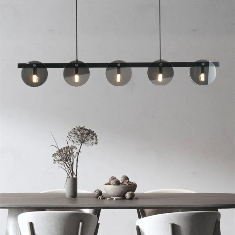 Suspension en verre noir moderne