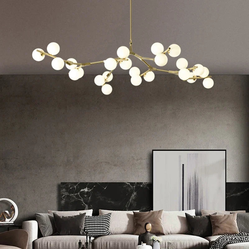lustre nordique moderne led avec boules de verre