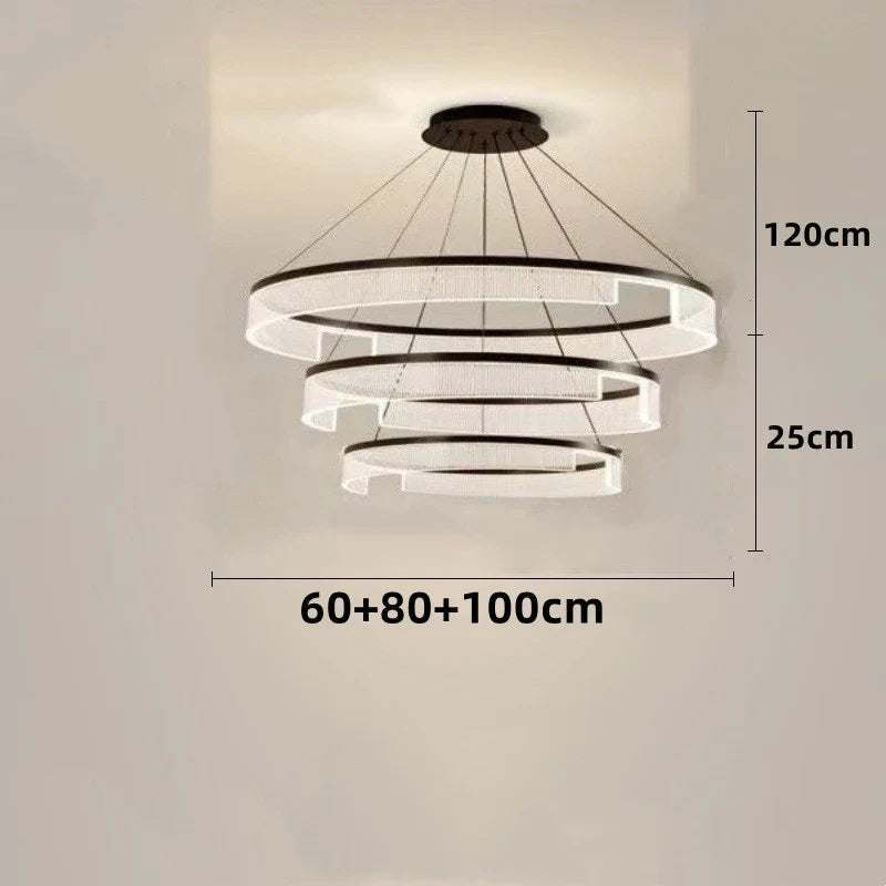 lustre à led circulaire en aluminium et acrylique pour intérieur décoratif