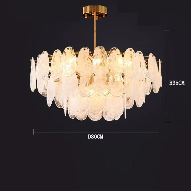 lustre moderne en verre givré doré design suspendu décoratif