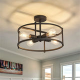 lustre noir en métal pour éclairage intérieur polyvalent