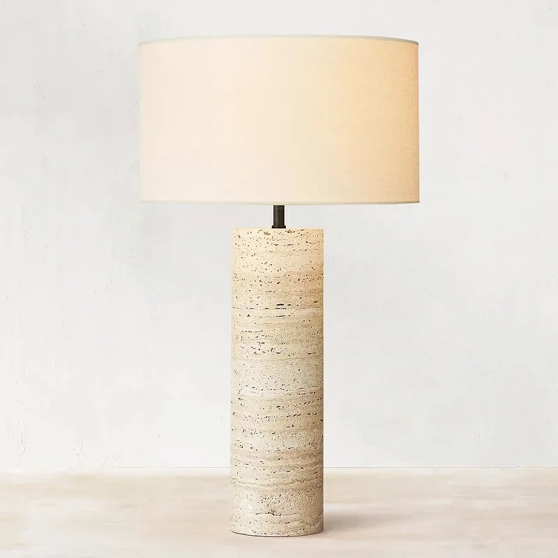 lampe à poser post-moderne en travertin style wabi-sabi art déco