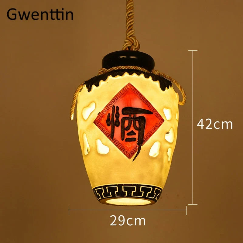 suspension pot à vin style chinois pour décoration intérieure