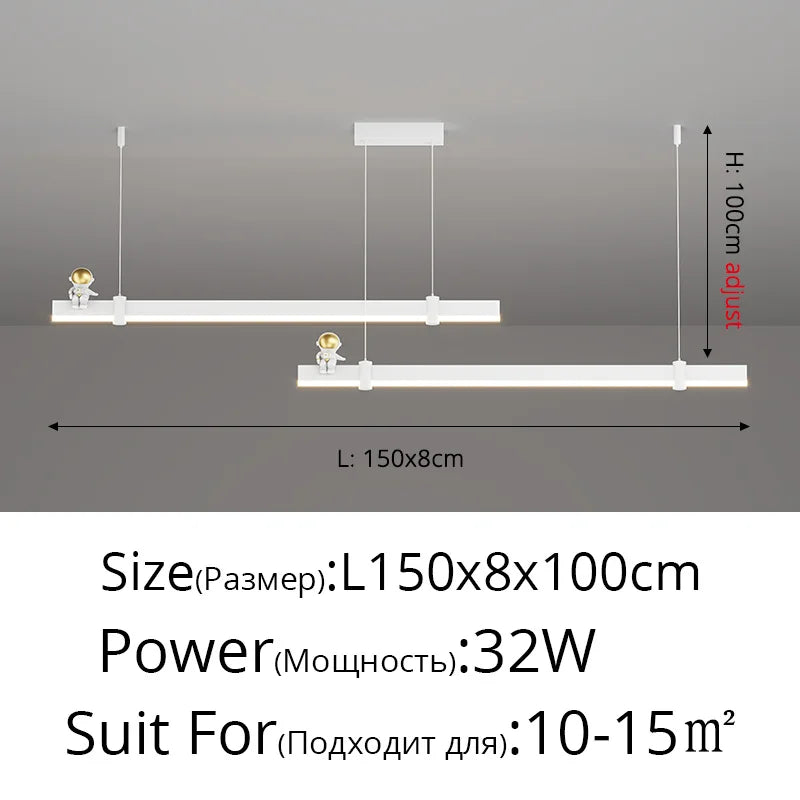 suspension led minimaliste moderne en acier brossé noir