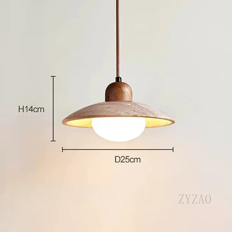 lustre en bois avec suspension et éclairage led