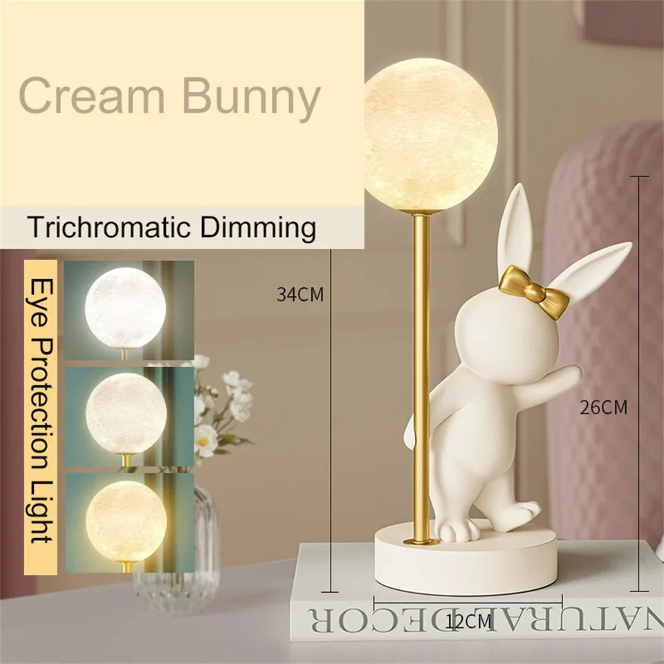 Lampe de Table en forme de lapin rose nordique