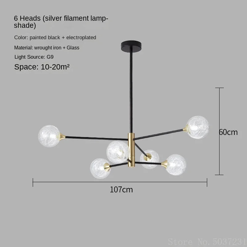 lustre moderne en forme de haricot avec éclairage led suspendu