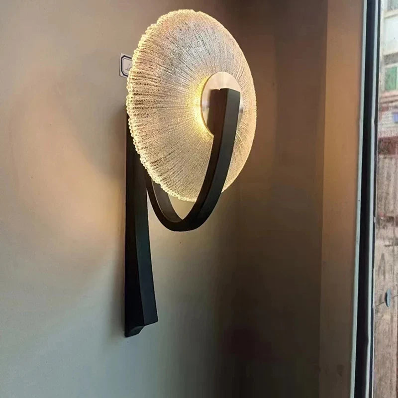 applique murale led métal verre transparent pour intérieur design élégant