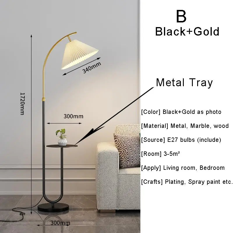 lampadaire nordique à led abat-jour en tissu pour décoration intérieure