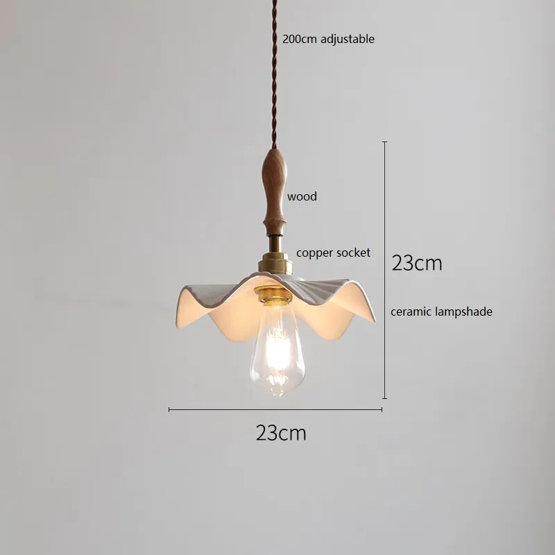 Suspension design led papillon céramique et bois