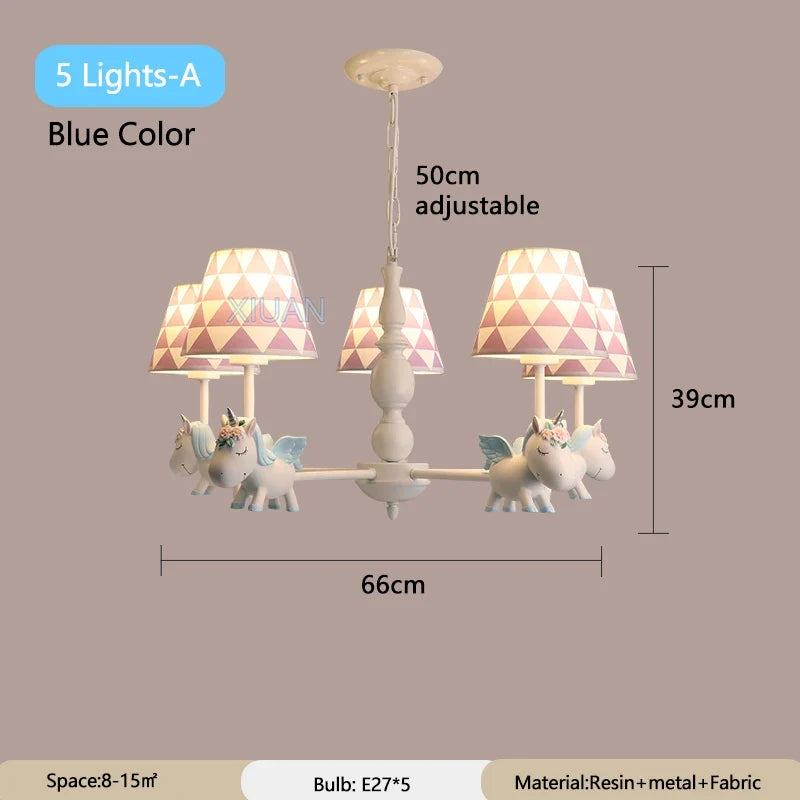 lustre licorne dessin animé pour chambre d'enfant suspendu