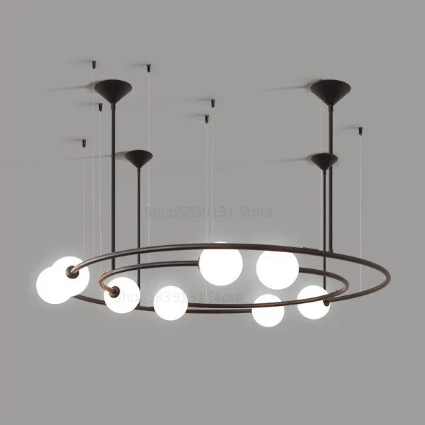 lustre moderne créatif orbite planète en verre led décoration café