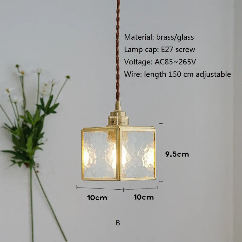 suspension vintage en cuivre avec verre pour éclairage intérieur