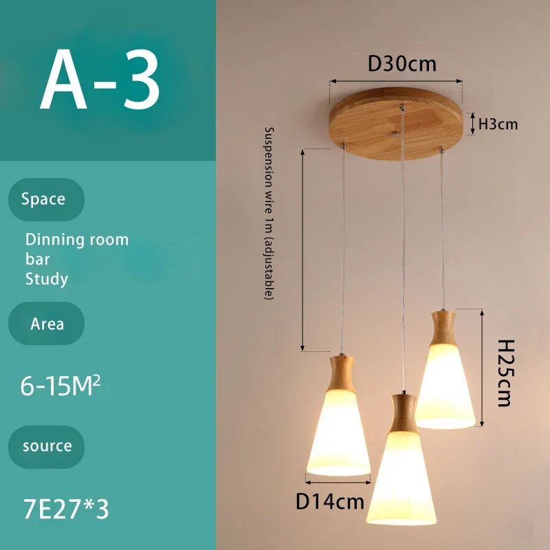 lustre en bois massif et verre luminaire suspendu