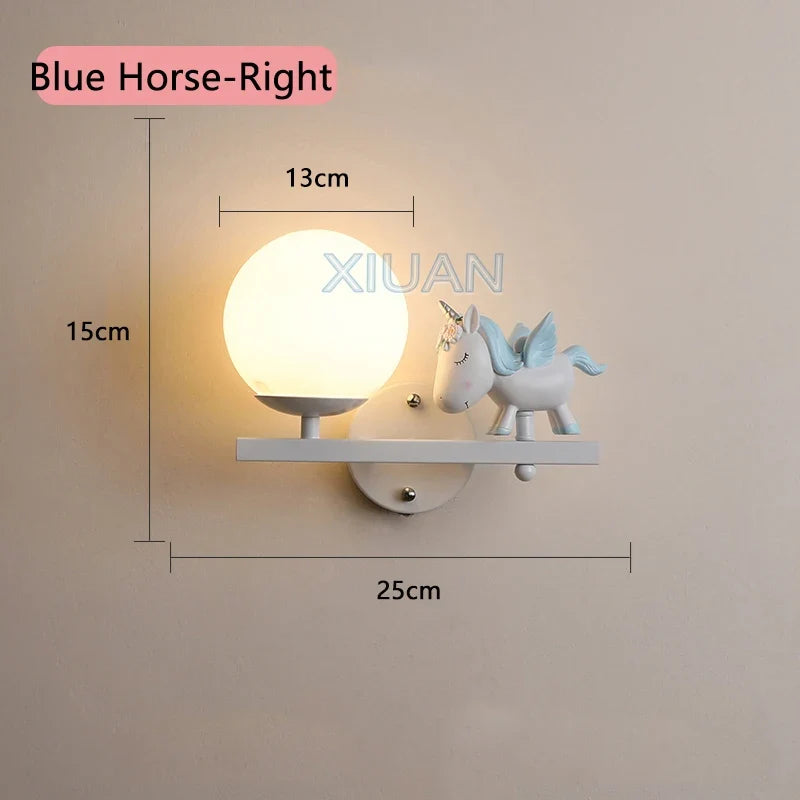 applique murale enfant avec motifs princesse cheval et lapin