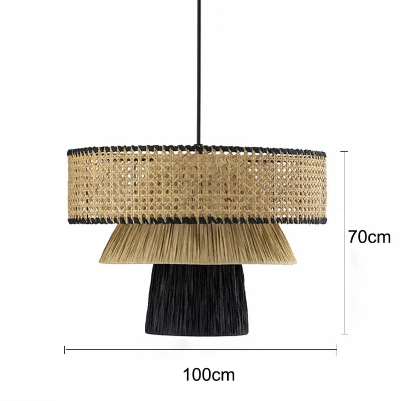 lustre en rotin style japonais fait à la main créatif