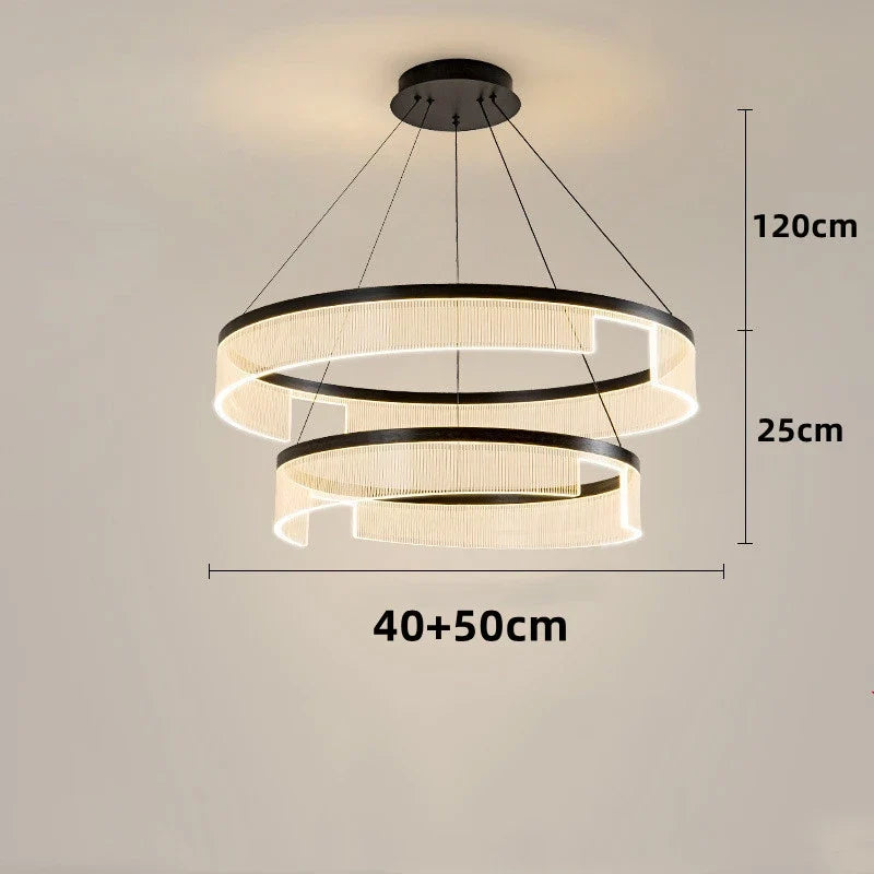 lustre à led circulaire en aluminium et acrylique pour intérieur décoratif