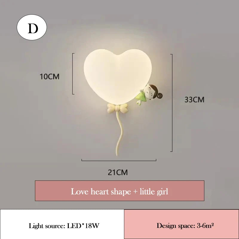 applique murale led en forme de cœur pour chambre d'enfant