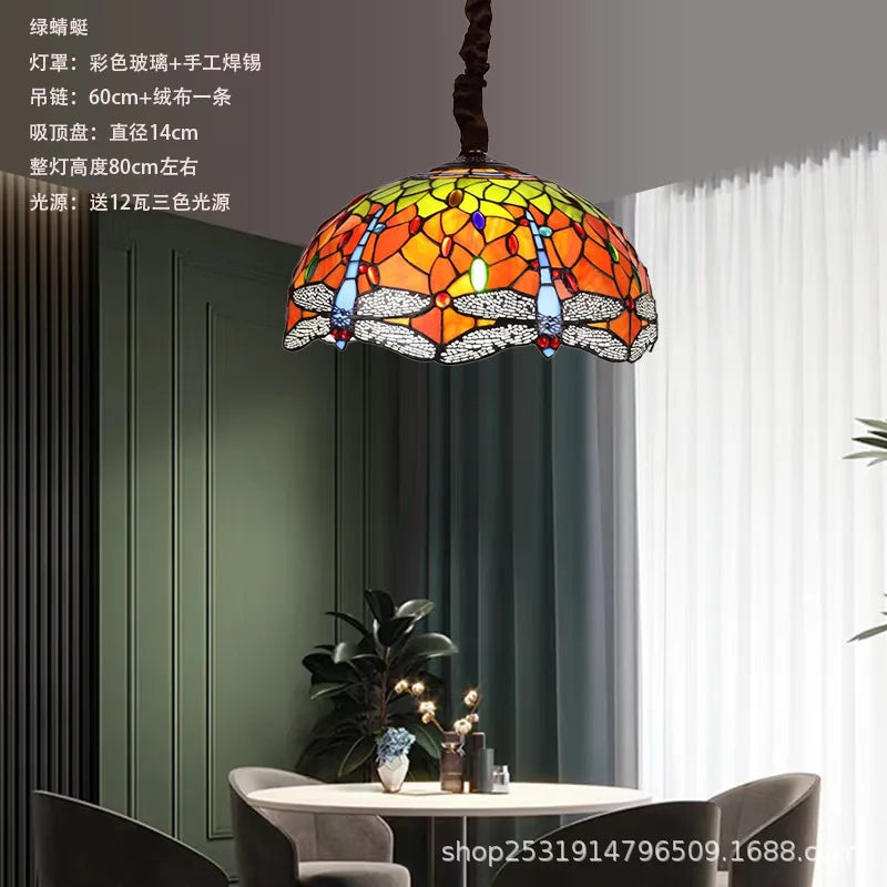 lustre rétro en verre teinté style méditerranéen pour restaurant et hall