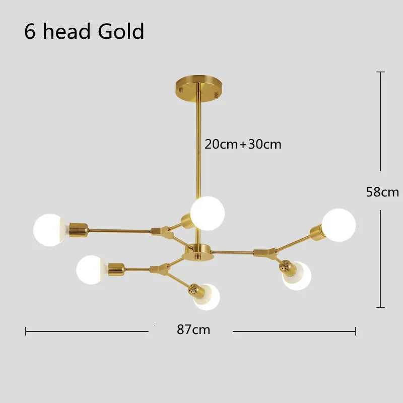 lustre moderne spoutnik satellite lampe suspendue 3 6 9 branches