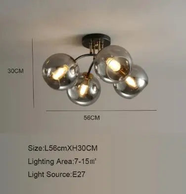 plafonnier industriel design en verre fumé pour décoration moderne