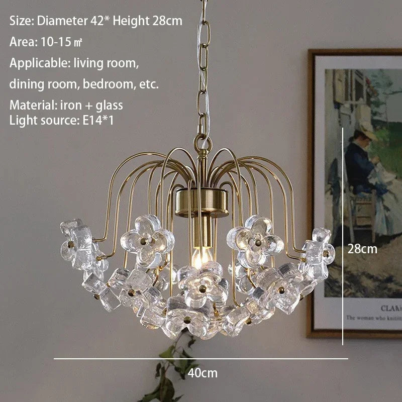 lustre rétro en fer et verre pour décoration intérieure