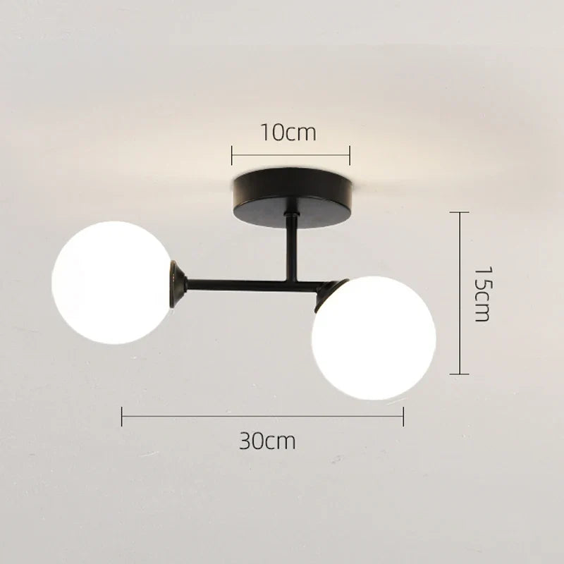 led plafonnier décor intérieur chambre salon couloir boule nordique