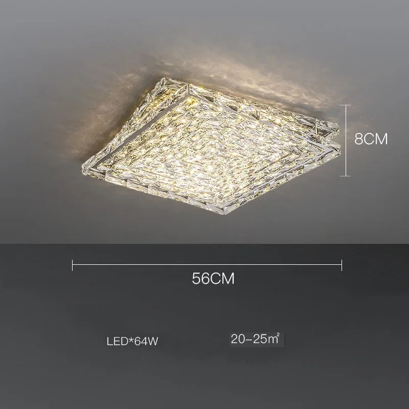 plafonnier led carré en cristal design moderne pour décoration intérieure