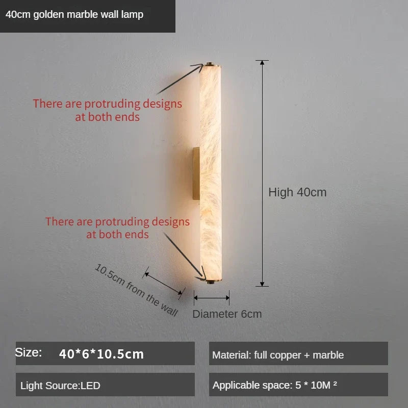 applique murale led en cuivre et marbre moderne luxe éclairage intérieur