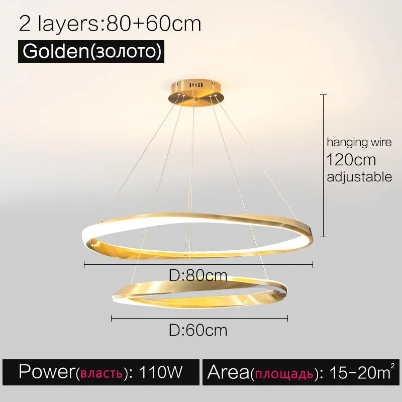 Living room lamps light luxury lamps modern minimalist atmosphere minimalist circle combination hall Italian ring chandelier