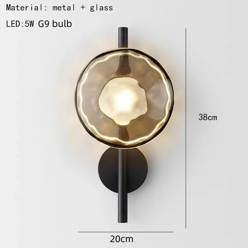 applique murale nordique en verre transparent et métal doré pour divers espaces