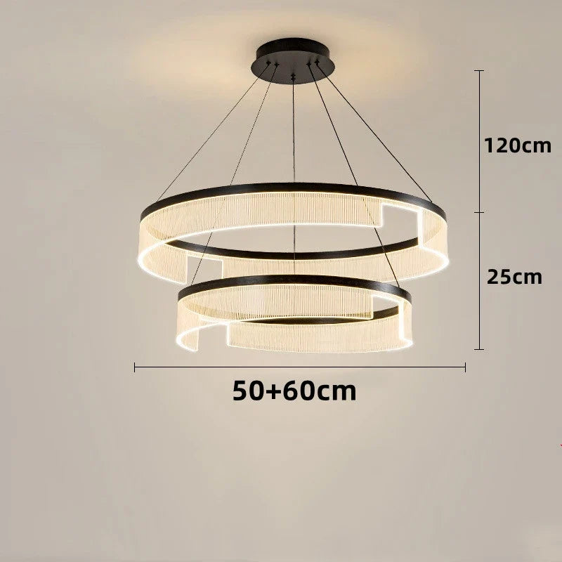 lustre à led circulaire en aluminium et acrylique pour intérieur décoratif
