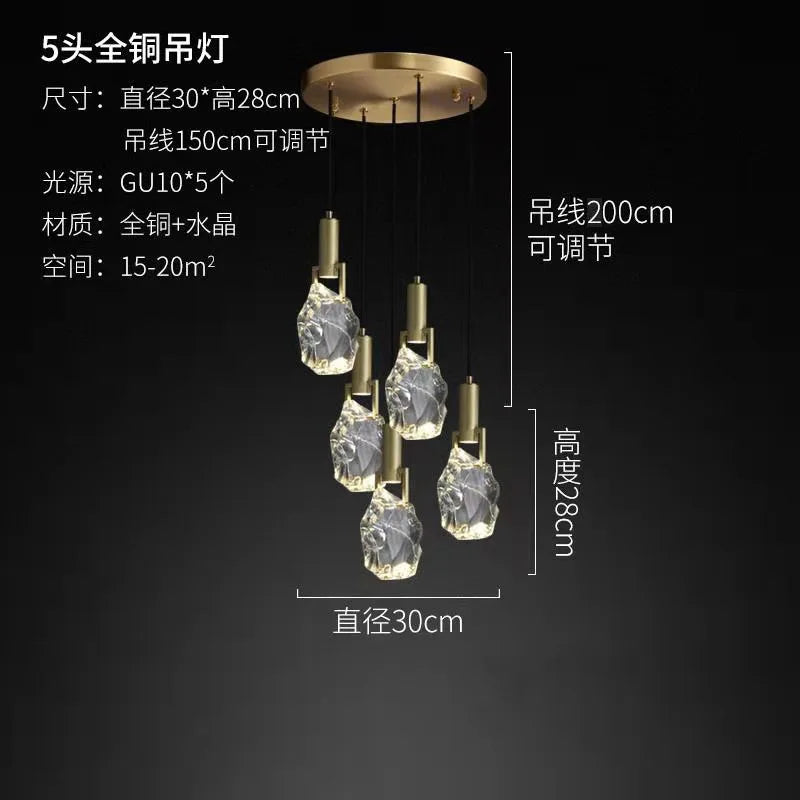 suspension en cristal de luxe pour décoration intérieure élégante