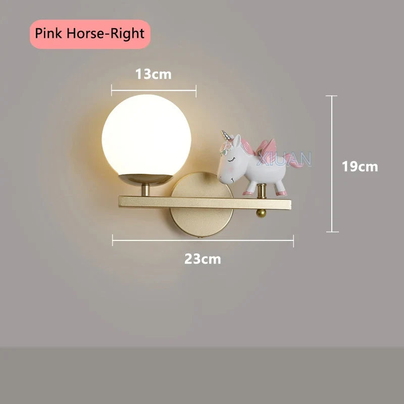 applique murale licorne rose pour chambre d'enfant