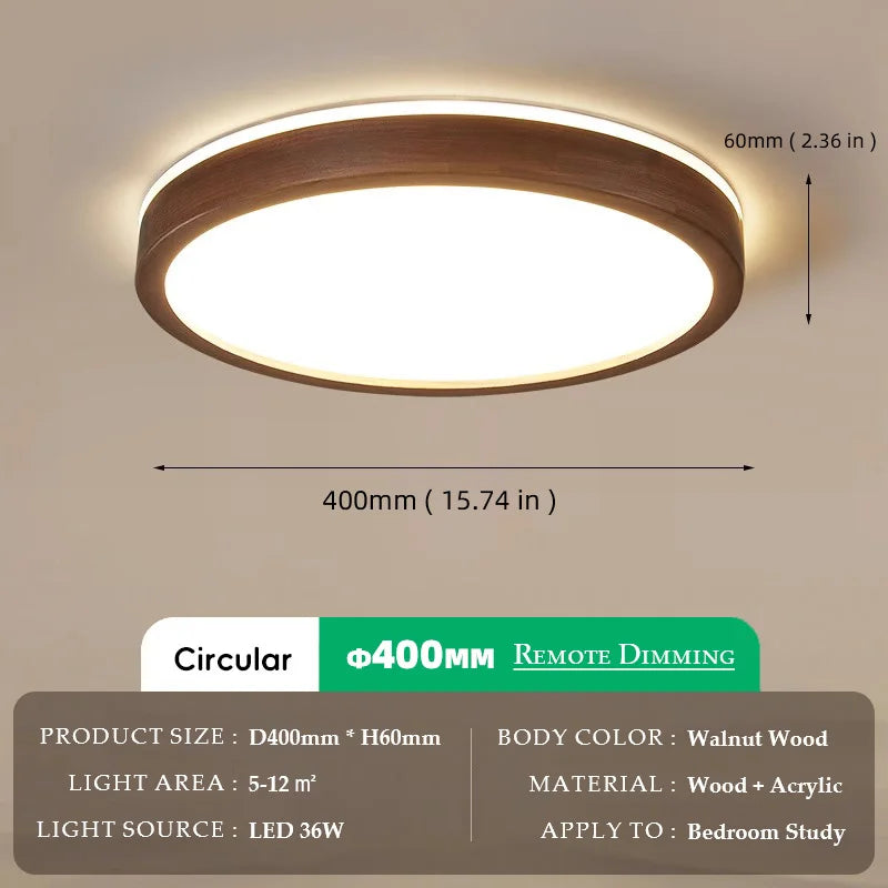 Walnut Wood Ceiling light, Wabi-sabi Simple Modern Vintage style, Bedroom lighting for Bathroom, Bedroom, dining room, Study