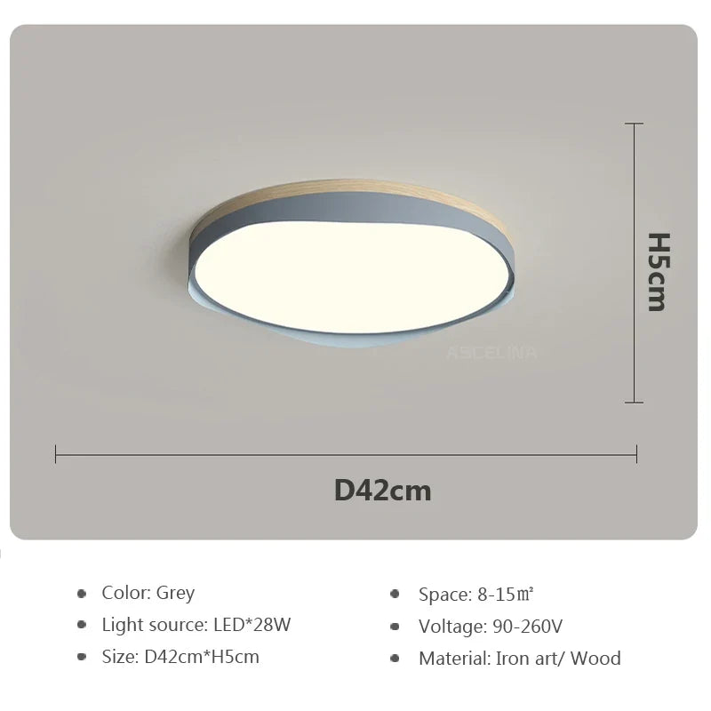 plafonnier moderne à leds circulaire grain de bois éclairage décoratif
