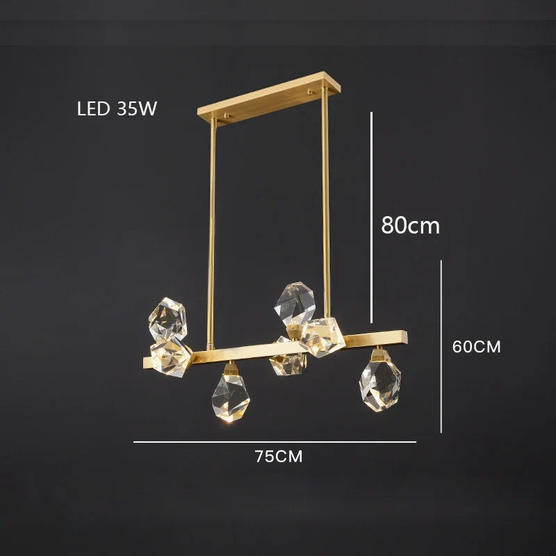 lustre moderne en laiton diamant cristal led de luxe