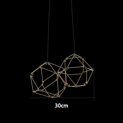 lustre luciole polygonal design nordique en acier inoxydable