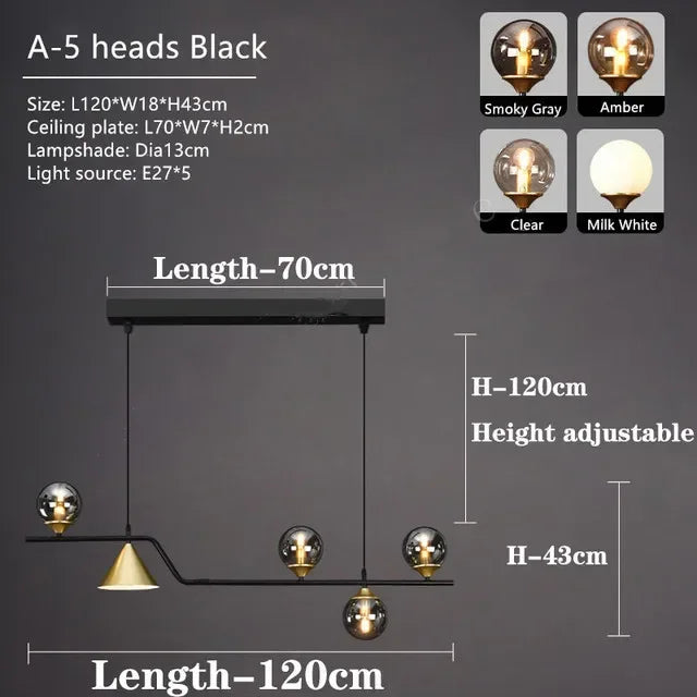 lustre led en verre pour bar et décoration de maison