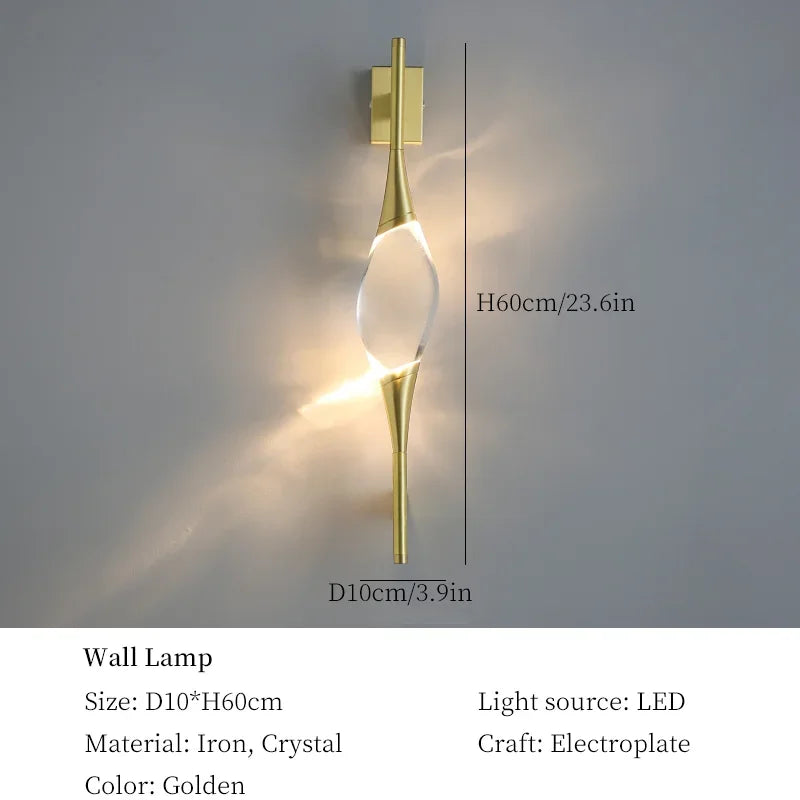 2023 Crystal Hanging Lamps for Ceiling Bedroom Bedside Chandelier Living Room Hallway Wall Lamp Room Decor Lighting Lustre