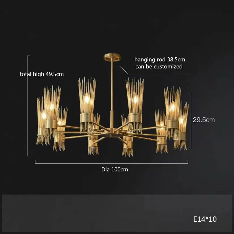 lustre en cuivre plein led créatif suspendu pour décoration maison