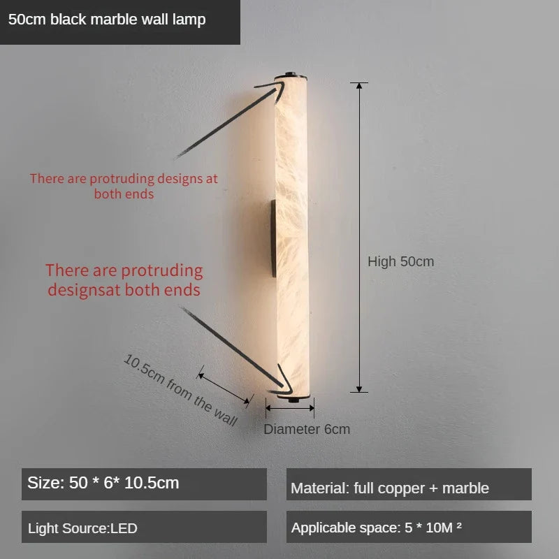 applique murale led en cuivre et marbre moderne luxe éclairage intérieur