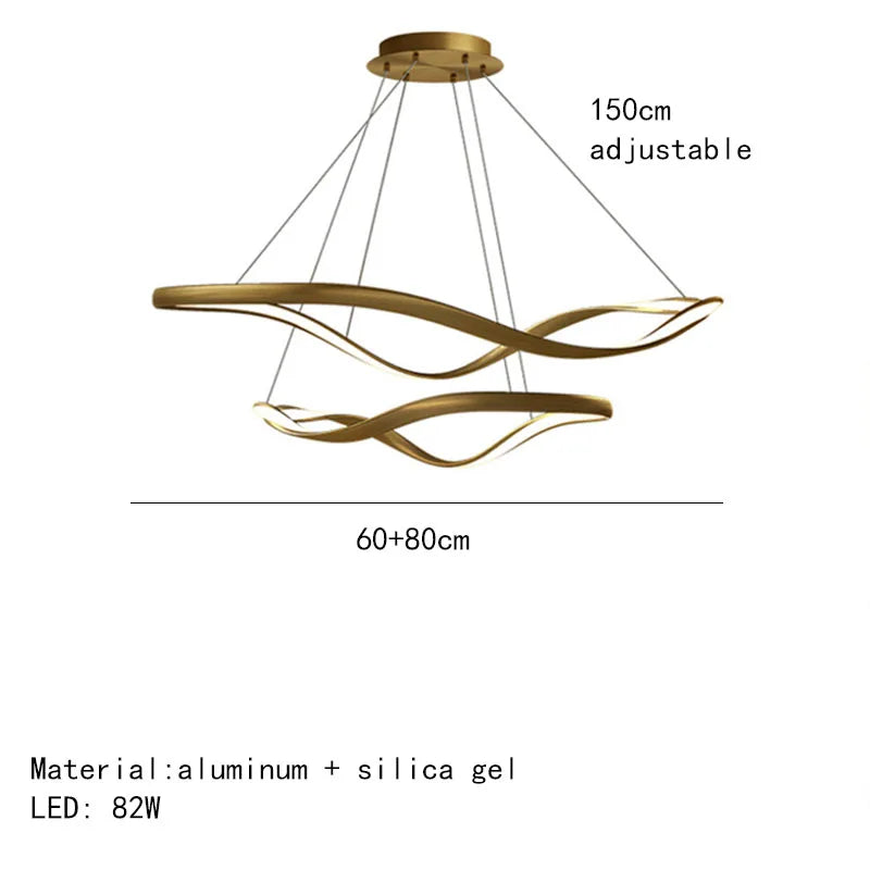lustre moderne simple anneau irrégulier cordon réglable décoratif